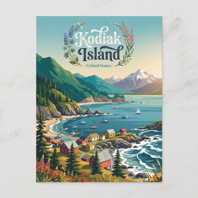 Kodiakön Alaska Vykort (Framsida)