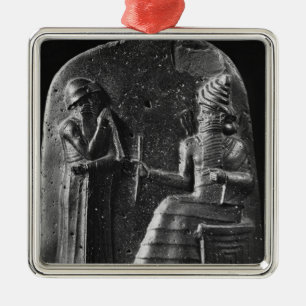 Kodifiera av Hammurabi, bästa av stelen Julgransprydnad Metall