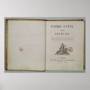 Kodifiera borgerligt, öppet på titlepagen, 1804 poster