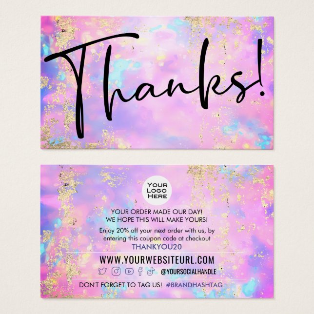 Kodinfogning av Opal Guld-kundrabatt Visitkort (Framsida & baksida)