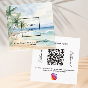 Kodinstagram för Beach logotyp qr följer oss Fyrkantigt Visitkort
