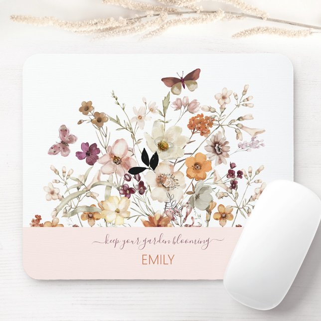 Kodjur-Blommigt, tryckt av Wildblommor Musmatta (Pressed Wildflowers Botanical Floral Mouse Pad)