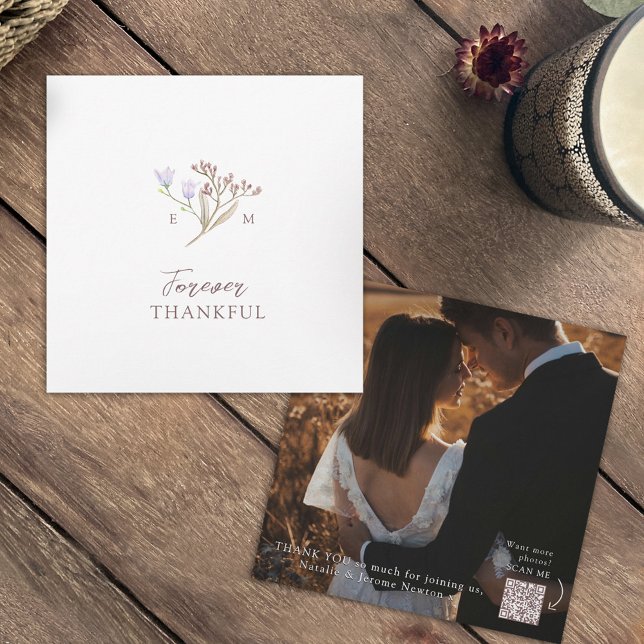 Kodlänk till Wildblombrunt fall-bröllop, bild QR Tack Kort (Skapare uppladdad)