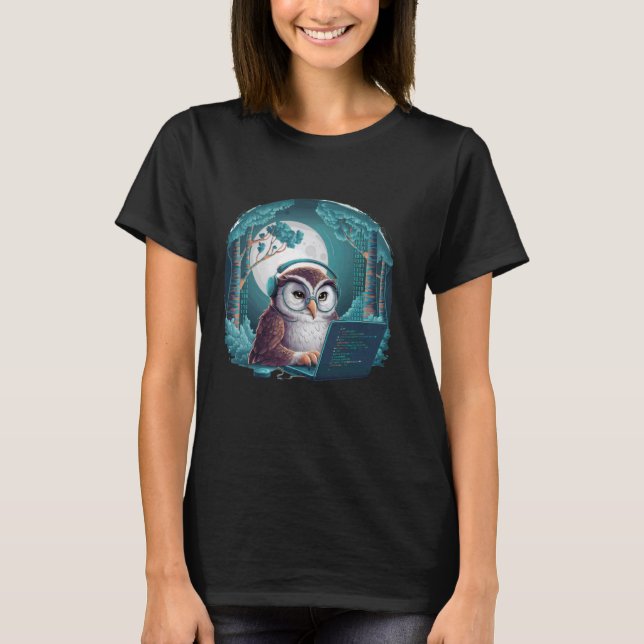 Kodning av Software Developer i Uggla vid Natten U T Shirt (Framsida)