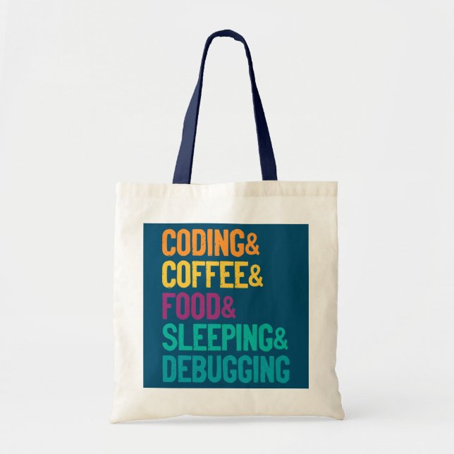 Kodning Kaffe Mat Sömn Debbuging Programmerare Tygkasse (Framsidan)