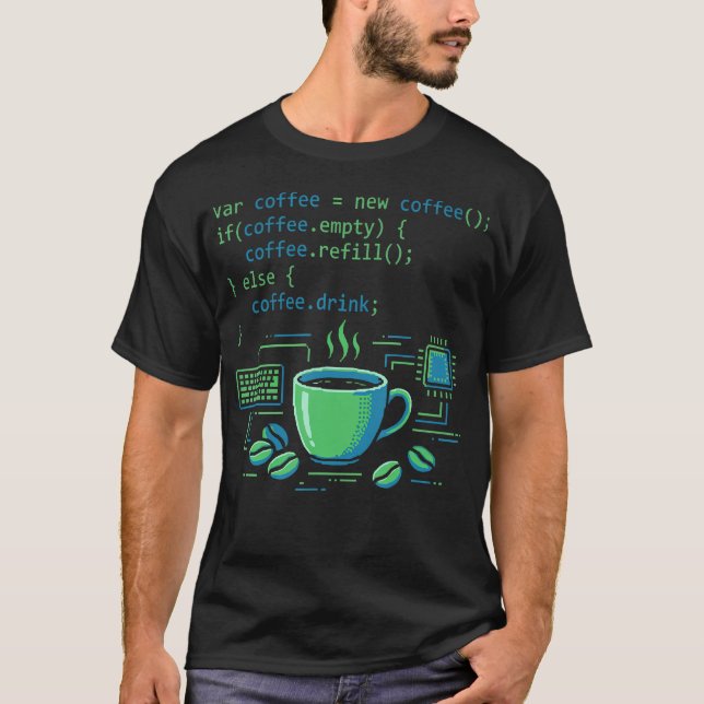 Kodning kaffedryck programvara mjukvaruutvecklare t shirt (Framsida)