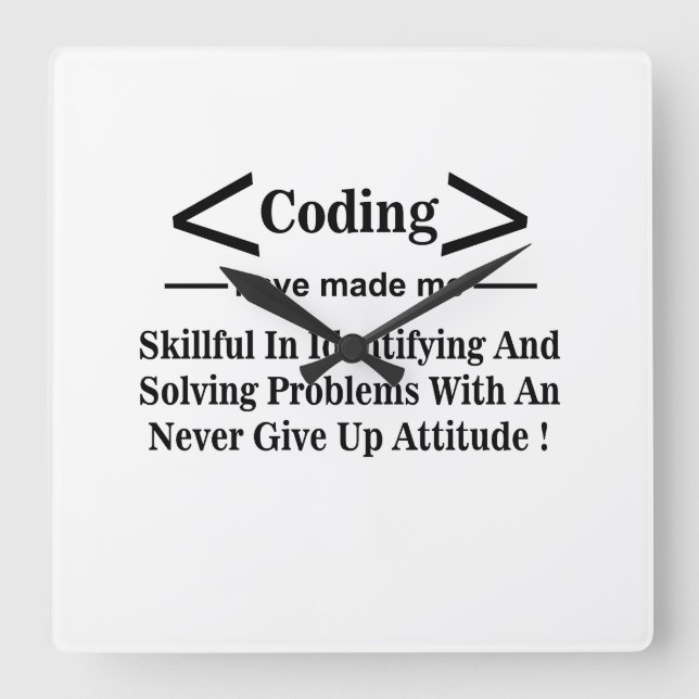 Kodning Kodare Utvecklare Programmerare Kodning Fyrkantig Klocka (Framsida)