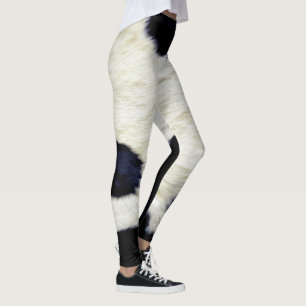 Kodskal, svart och vit Struktur i Päls Leggings