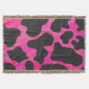 Kodutskrift och svart Shock rosa Filt