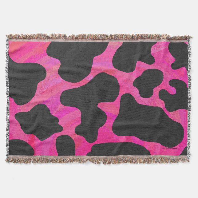 Kodutskrift och svart Shock rosa Filt (Framsidan)