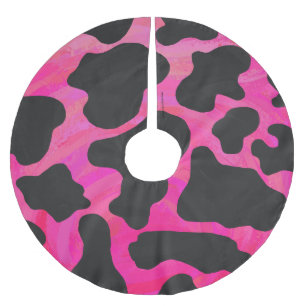 Kodutskrift och svart Shock rosa Julgransmatta Borstad Polyester
