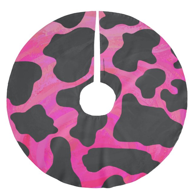 Kodutskrift och svart Shock rosa Julgransmatta Borstad Polyester (Framsidan)