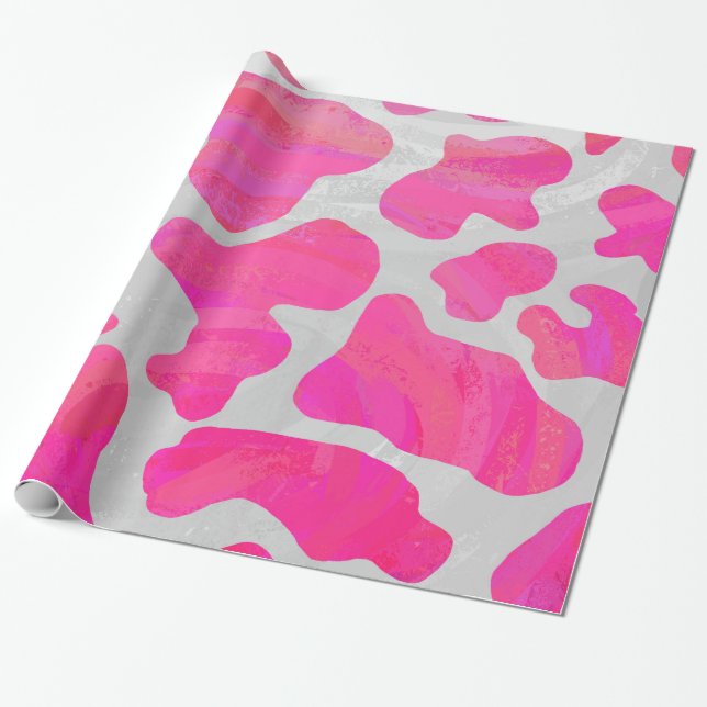 Kodutskrift och vit Shock rosa Presentpapper (Utrullad)