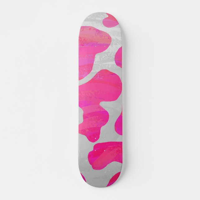 Kodutskrift och vit Shock rosa Skateboard Bräda 19,5 Cm (Framsida)
