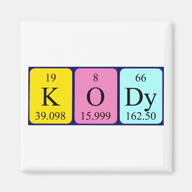 Kody periodiskt bord namn magnet (Framsidan)