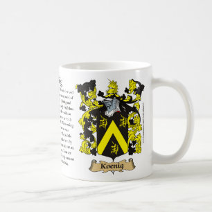 Koenig, ursprung, den menande och vapensköldmugge kaffemugg