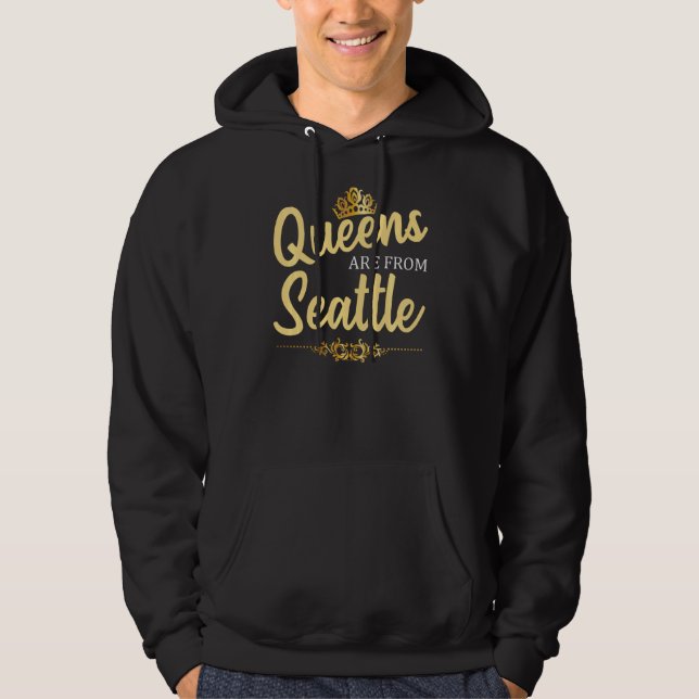 Köerna kommer från Seattle Wa Washington Funny Hom Hoodie (Framsida)