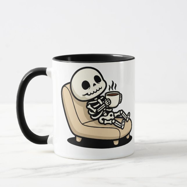 Koffe paus – Dödgrävaren Mörk Humor Kaffe Mugg (Vänster)