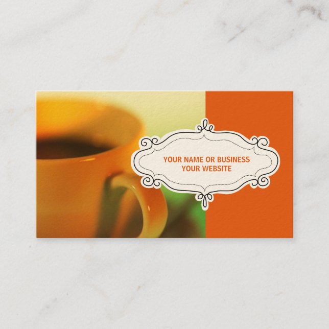 Koffebutiker, Affärskort {Orange} Visitkort (Framsida)