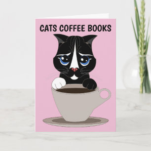KOFFEE CAT ART GREETING CARD, TILLFÄLLEN BLANK KORT