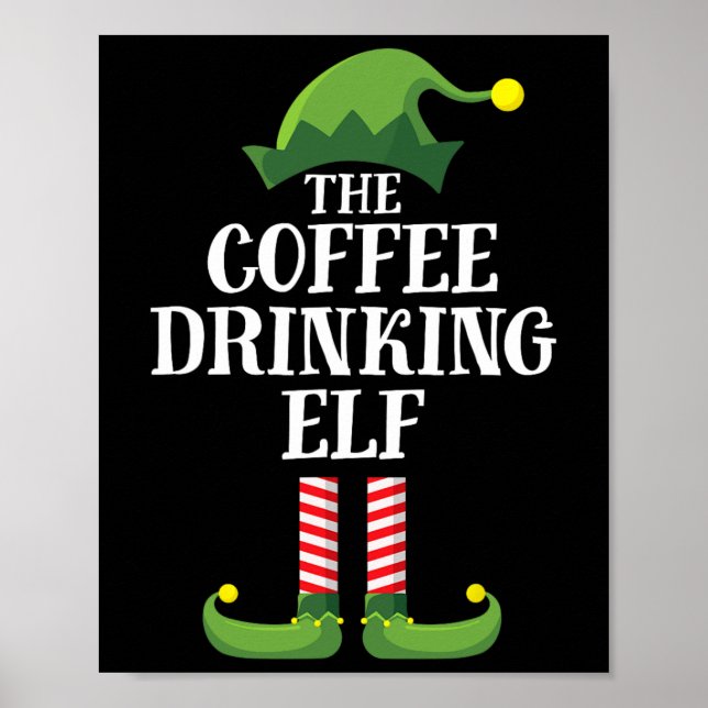 Koffee Drinking Elf Matching Family Group Christma Poster (Framsidan)