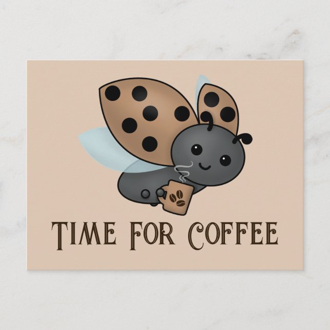 Koffee Drinking Ladybug Postcard Vykort (Framsida)