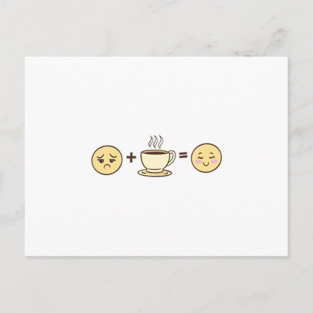 Koffee emojis trött emoji + kaffe = lycklig emoji vykort (Framsida)