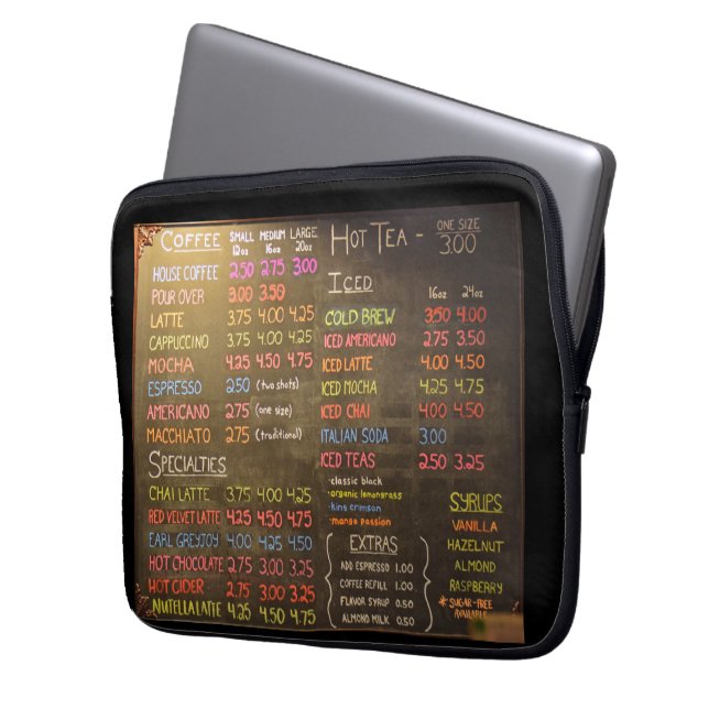 Koffee Shop Menu - Electronics eller Laptop sleeve (Framsidan Vänster)
