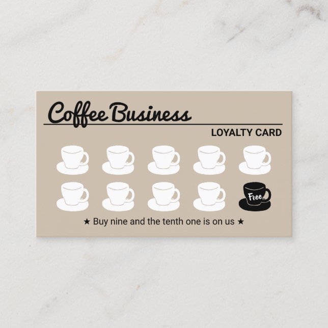 Koffee Shop Plain Beige Customer Loyalty Lojalitetskort (Framsida)
