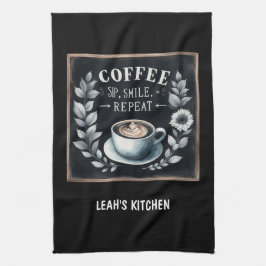 ☕ Koffeecore Anpassningsbar Coffee Decor Kökshandduk
