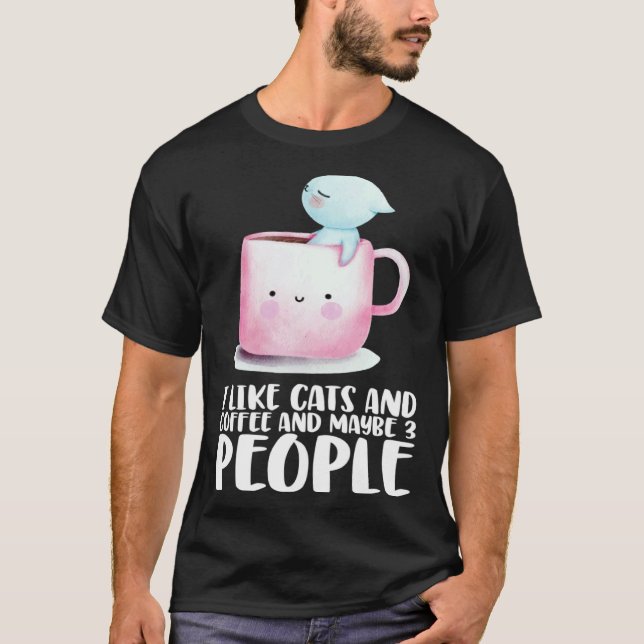 Koffeekatter  Koffekatt  Kattkaffe T Shirt (Framsida)