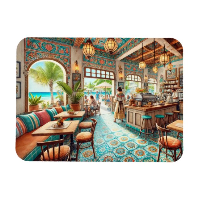 Koffeeshop i Cancun i Mexiko Magnet (Horisontell)