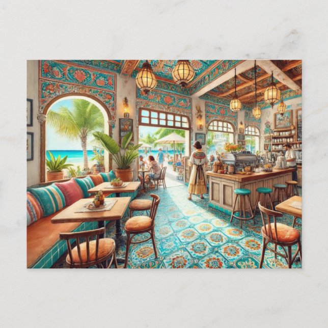 Koffeeshop i Cancun i Mexiko Vykort (Framsida)