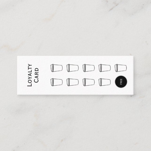 Koffeförmånskort, rent och enkelt, budget lojalitetskort (Framsida)