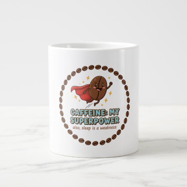 Koffein är min superkraft jumbo mugg (Framsidan)