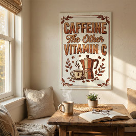 Koffein Den Andra Vitamin C Vintage Kaffe Poster