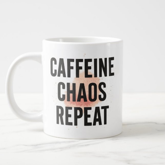 Koffein. Kaos. Upprepa. – Neon Cyberpunk Kopp Jumbo Mugg (Vänster)