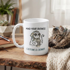 Koffein & Kattlurar Vintage Katt Koffeälskare Kaffemugg