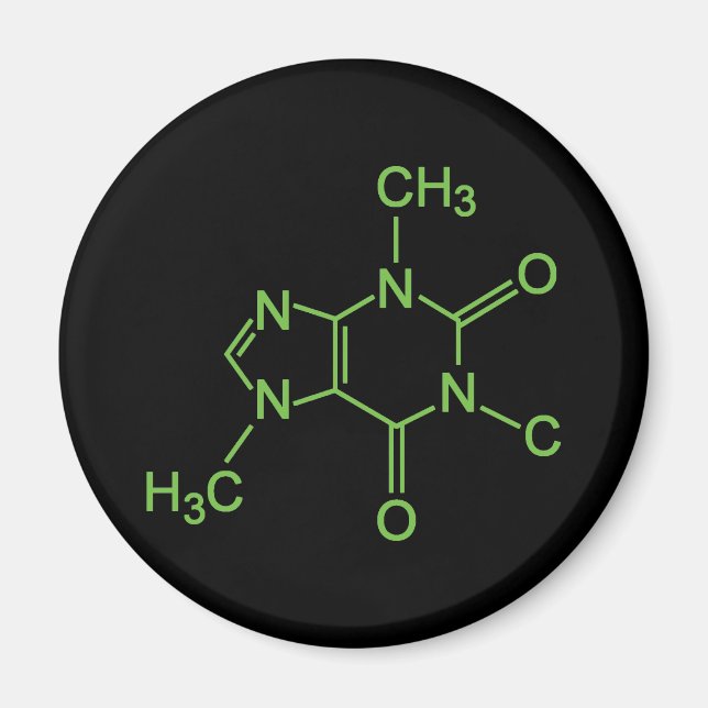 Koffein Koffein Molekyl Kemisk Diagram Magnet (Framsidan)