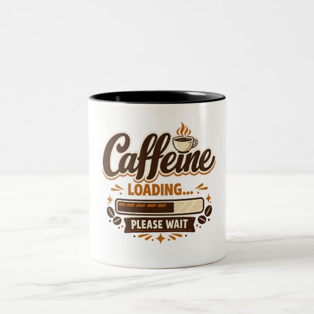 Koffein laddar… Vänta lite Två-Tonad Mugg (Center)