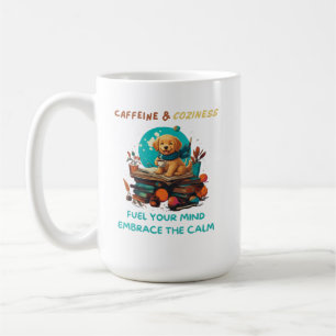Koffein & Mysig Hund Bok om Golden Retriever Kaffemugg