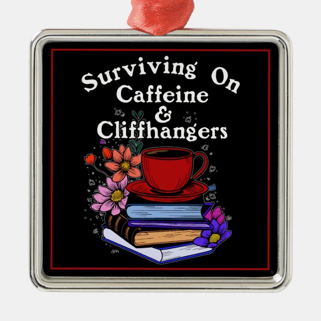 Koffein Och Cliffhangers Färgglada Julgransprydnad Metall (Framsidan)