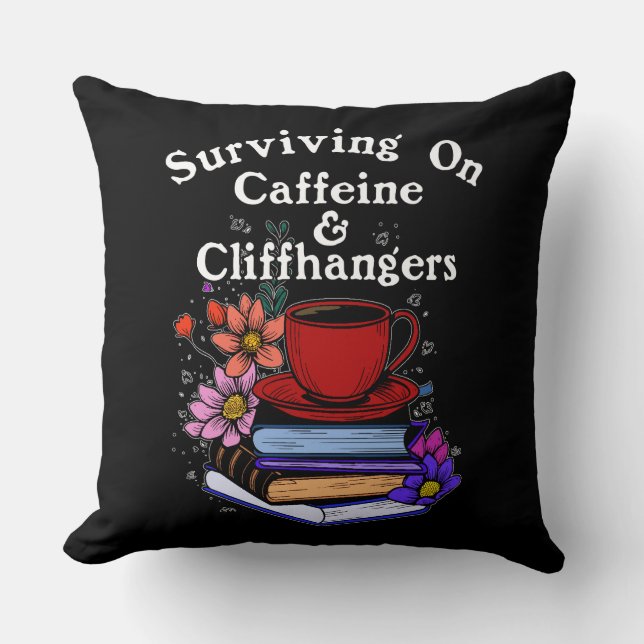 Koffein Och Cliffhangers Färgglada Kudde (Framsida)