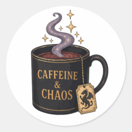 Koffein och Kaos Runt Klistermärke