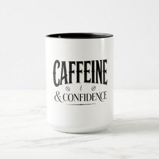 Koffein och självförtroende kaffetypografi-citat mugg