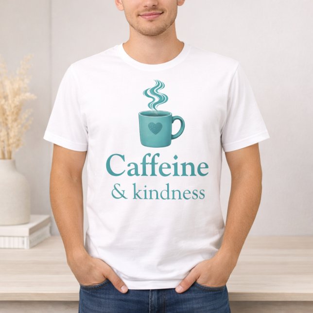 Koffein & Vänlighet Teal Kaffe Blekt Mintgrön T Shirt (Skapare uppladdad)