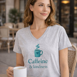 Koffein & Vänlighet Teal Kaffe ljusgrå T-Shirt