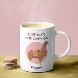 Koffeinera Fortsätt Llama Alpaca Handritat Djur Kaffemugg