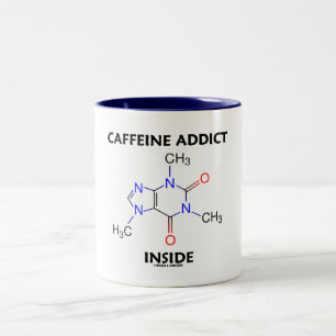 Koffeinknarkareinsida (koffeinmolekylen) Två-Tonad mugg