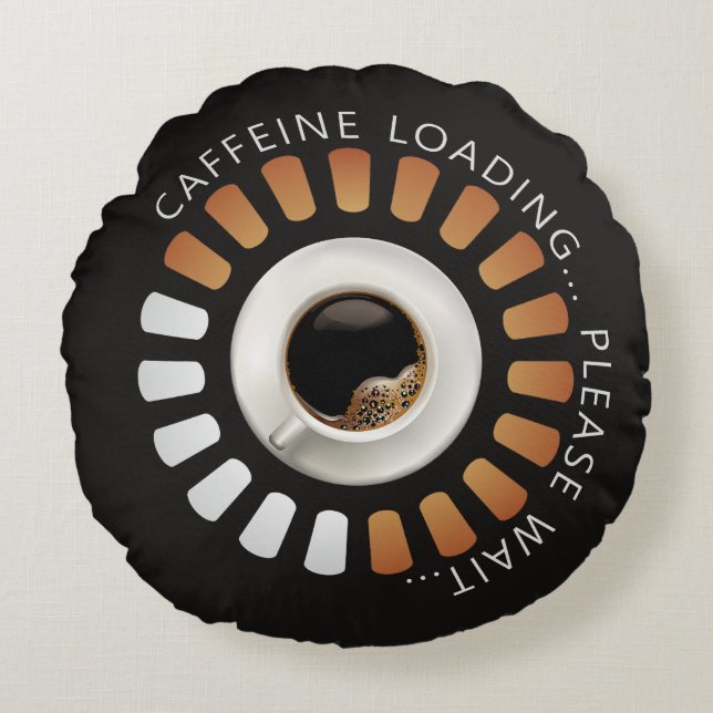Koffeinladdning Rund Kudde (Framsidan)